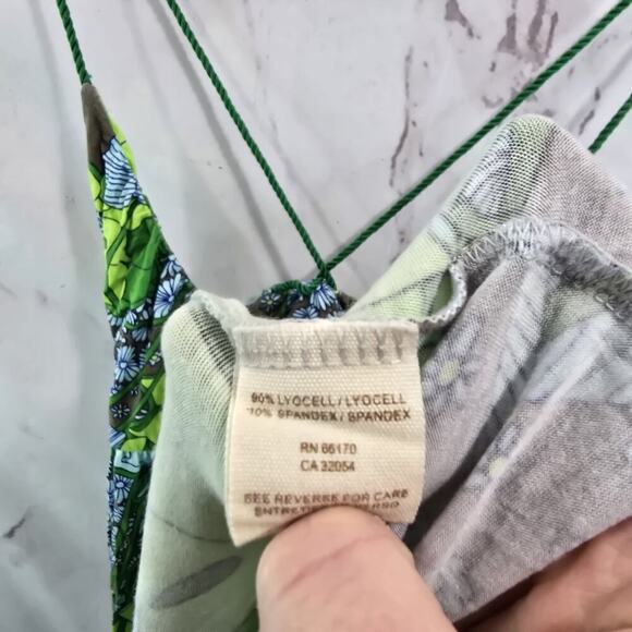 Free People Dress Womens Small Blue Green Boho Smocked Paisley Strappy Y2K - Picture 8 of 9